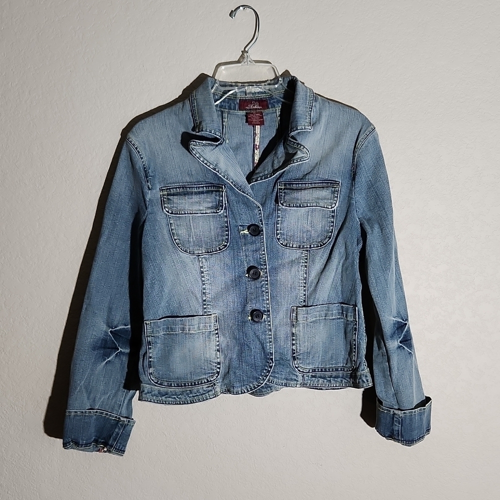 BB Dakota Jacket Womens Size XL Denim Jean Distressed Work Wear
